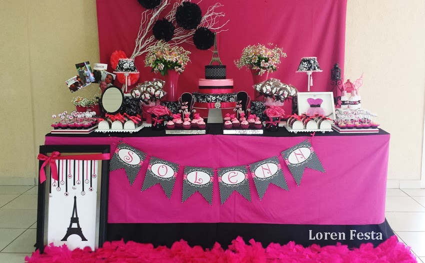 festa paris pink e preto