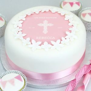 bolo batizado rosa