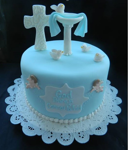 bolo batizado azul