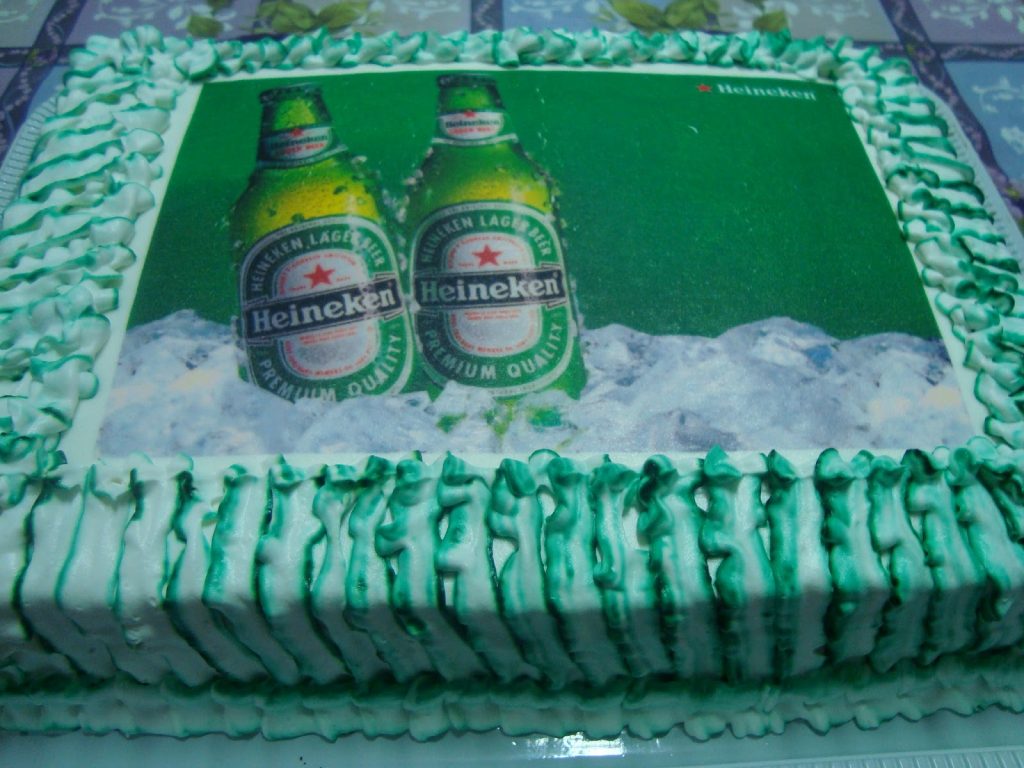 bolo da heineken quadrado