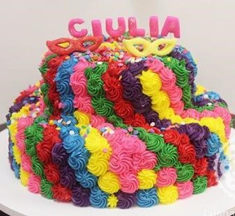 bolo decorado com chantilly tema carnaval