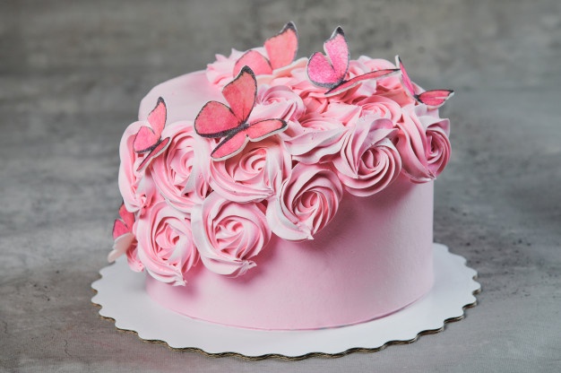 Bolo com Rosa Chantilly P/Mulher Fácil de decorar 