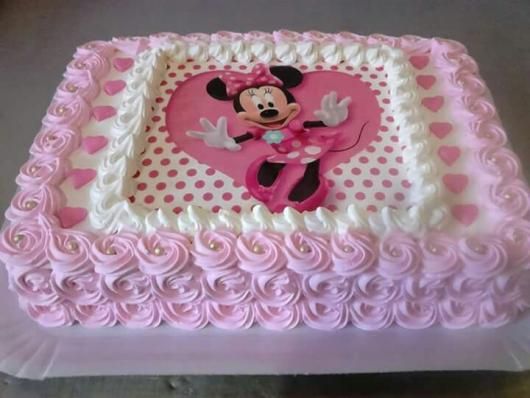 bolo Minnie rosa quadrado