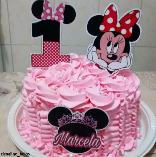 bolo Minnie rosa simples