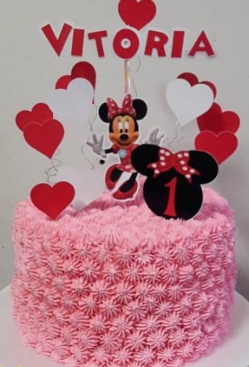 bolo Minnie rosa simples