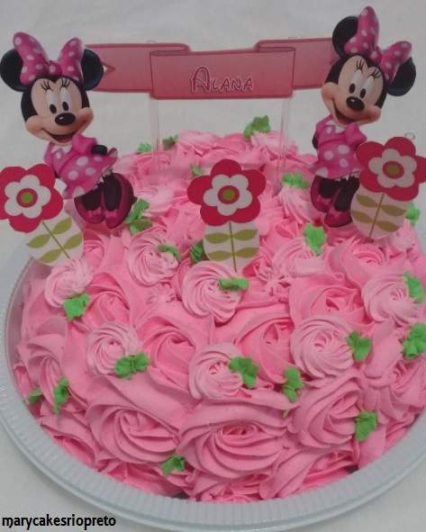 bolo Minnie rosa simples