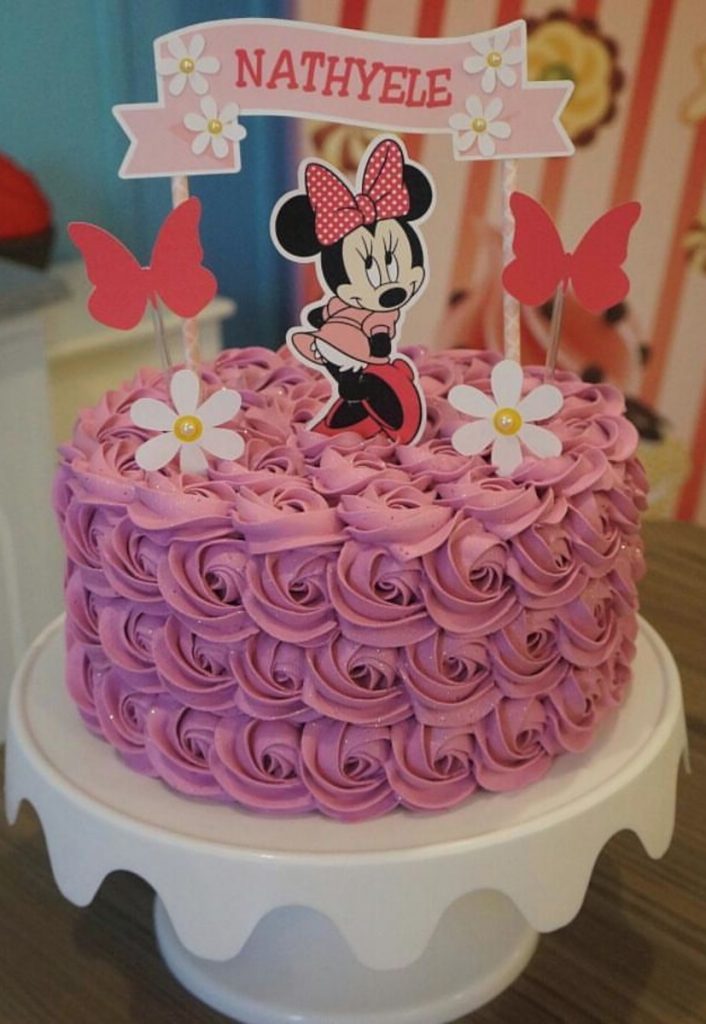 bolo Minnie rosa simples