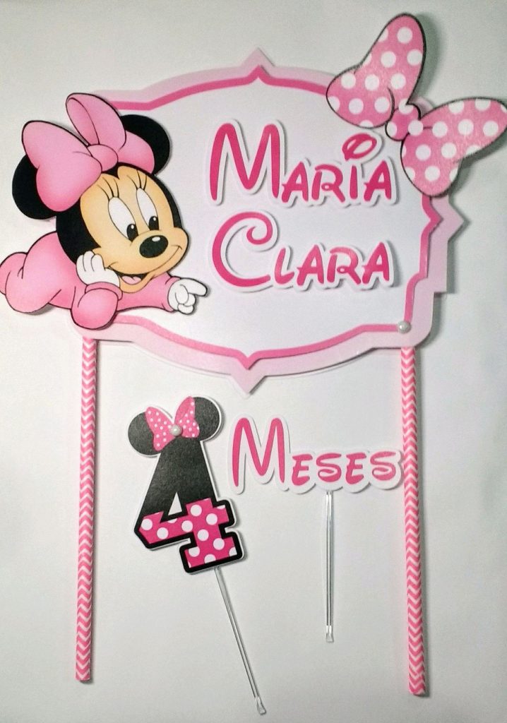 topo de bolo da Minnie rosa