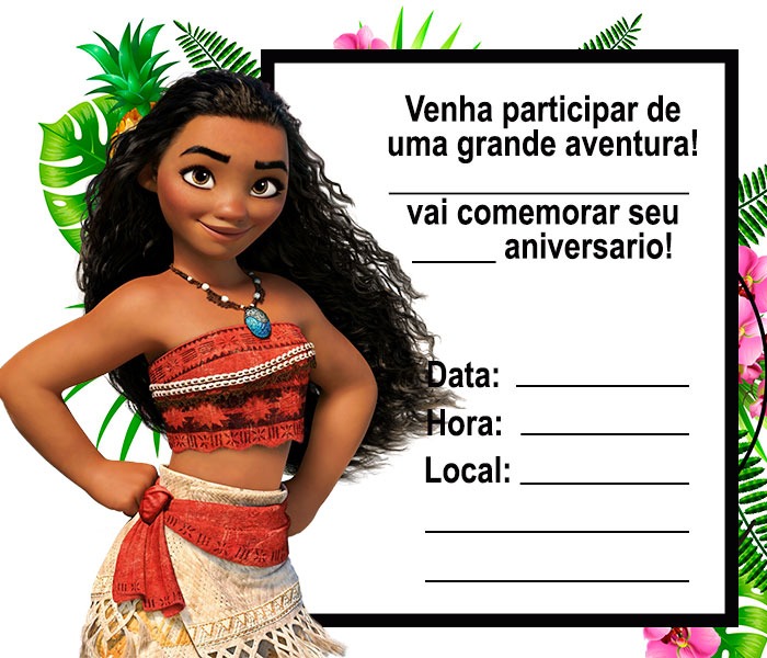 convite moana para editar e imprimir