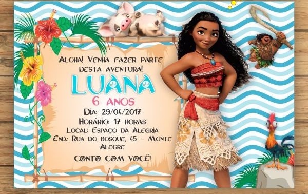  convite moana simples