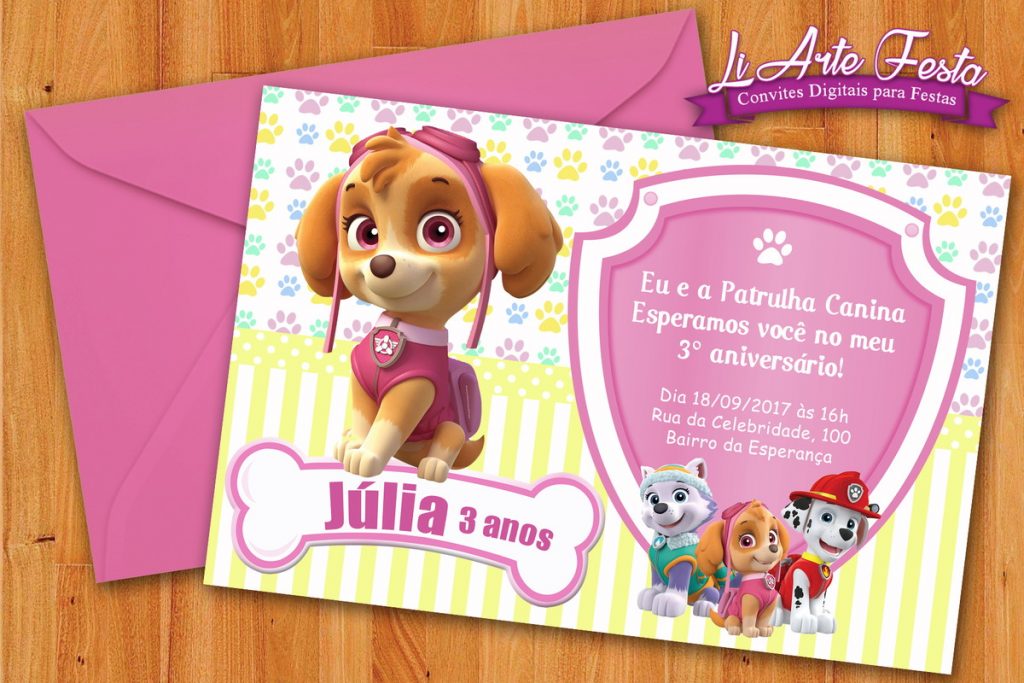 convite patrulha canina feminino