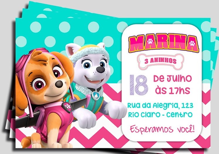 convite patrulha canina feminino