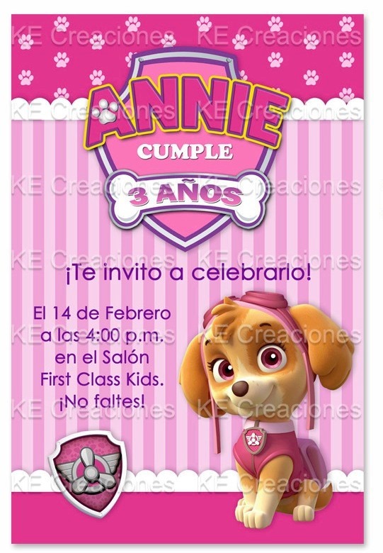 convite patrulha canina rosa