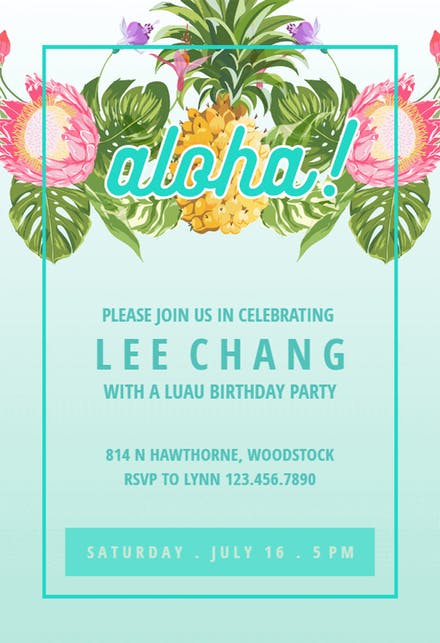 festa havaiana convite 