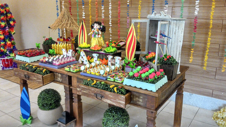 festa havaiana decoração de mesas