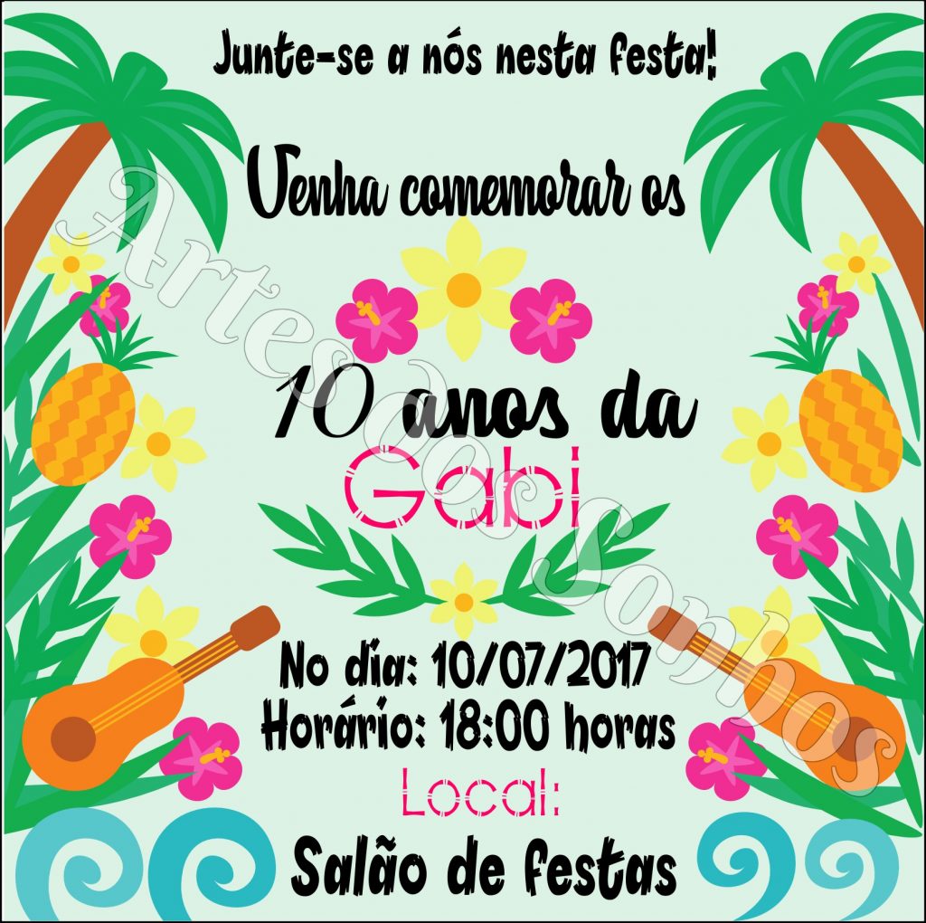 convite de festa tropical