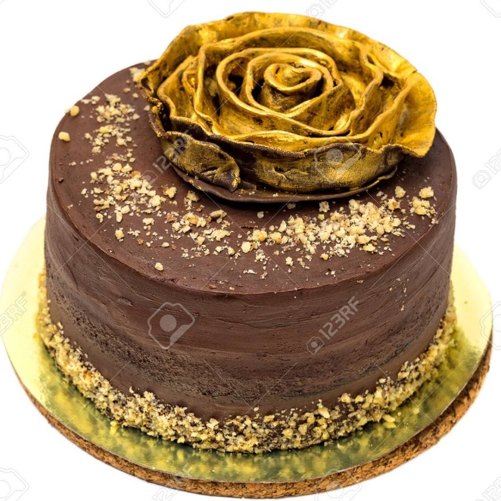  bolo de rosas douradas