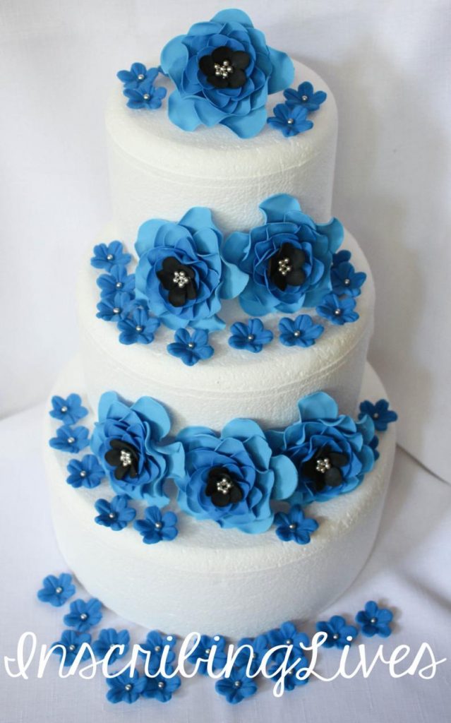  bolo de rosas azul