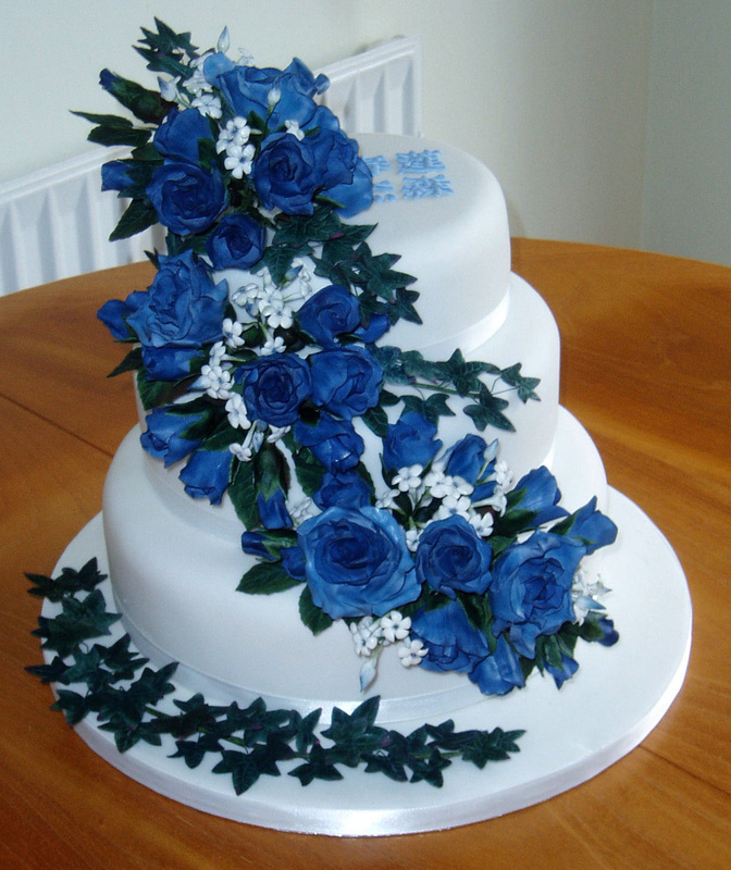  bolo de rosas azul