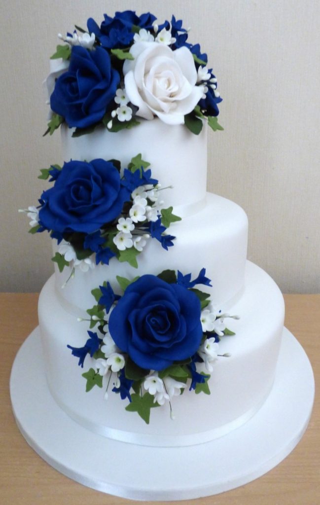  bolo de rosas azul