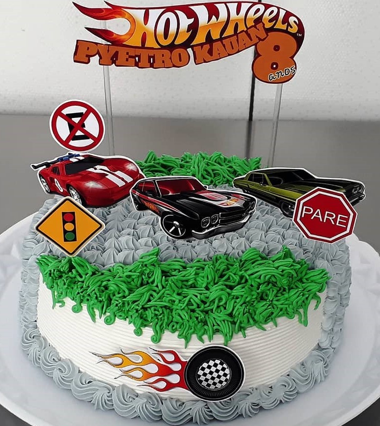 bolo hot wheels com topper