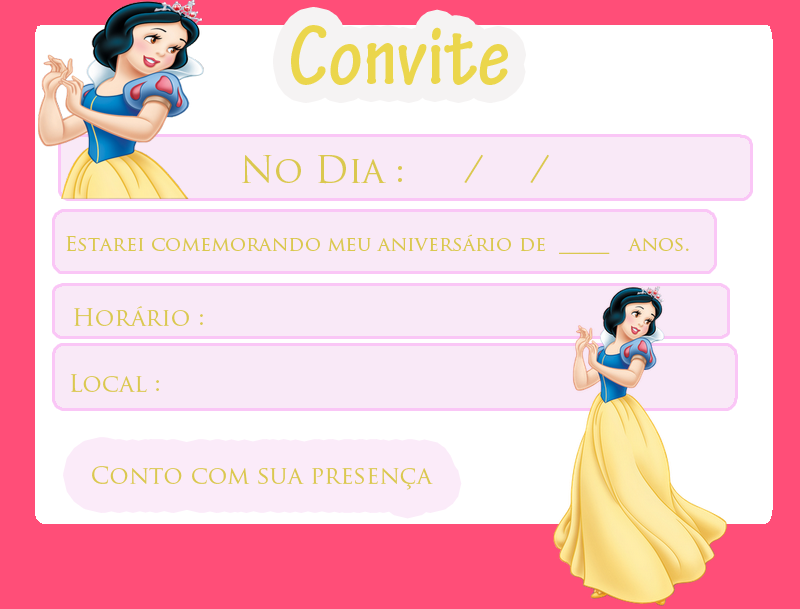 convite branca de neve para editar