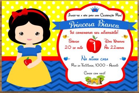 convite branca de neve para editar