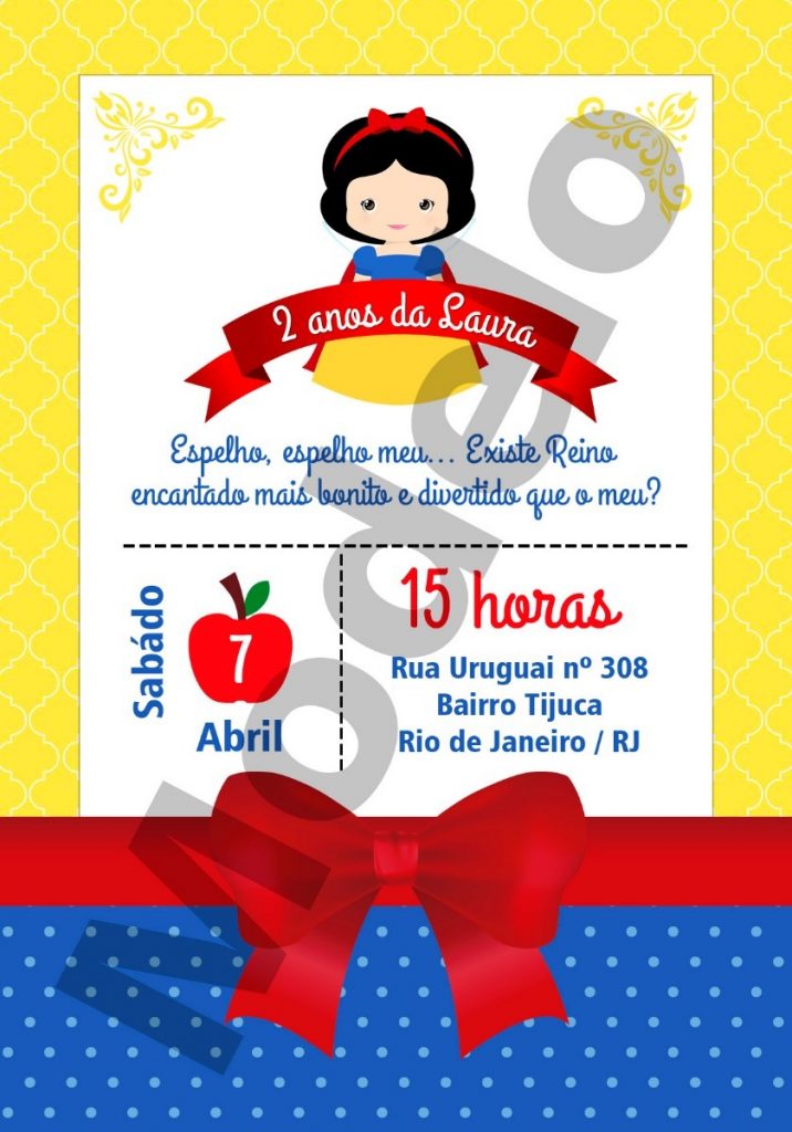 convite branca de neve para editar