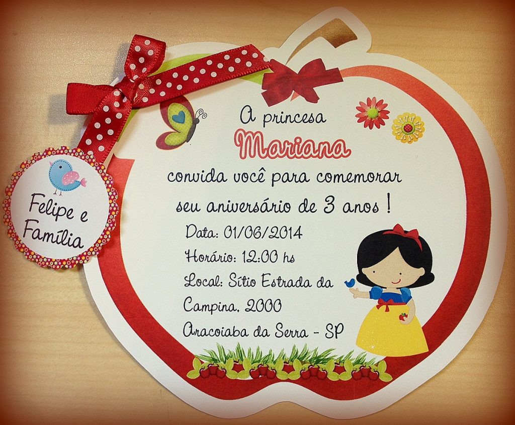 convite branca de neve personalizado