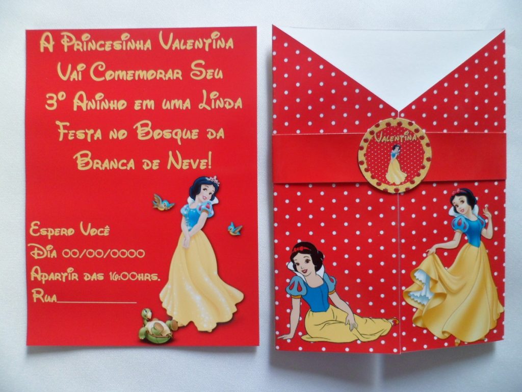 convite branca de neve personalizado