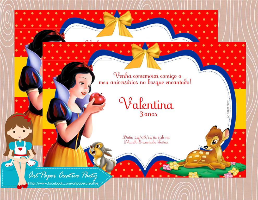 convite branca de neve personalizado