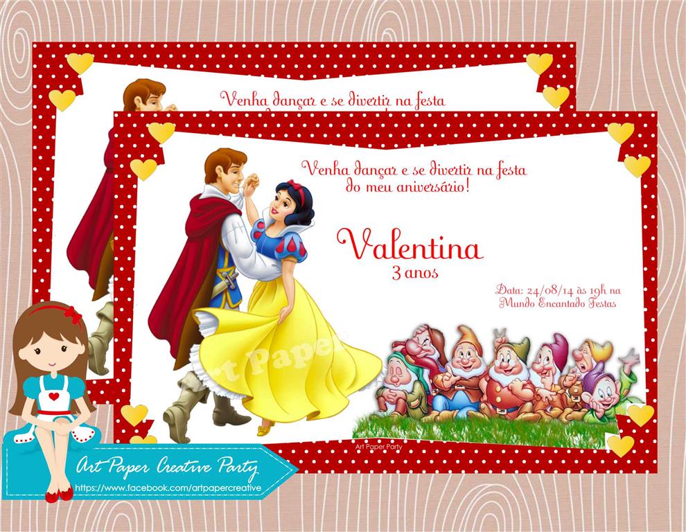 convite branca de neve personalizado