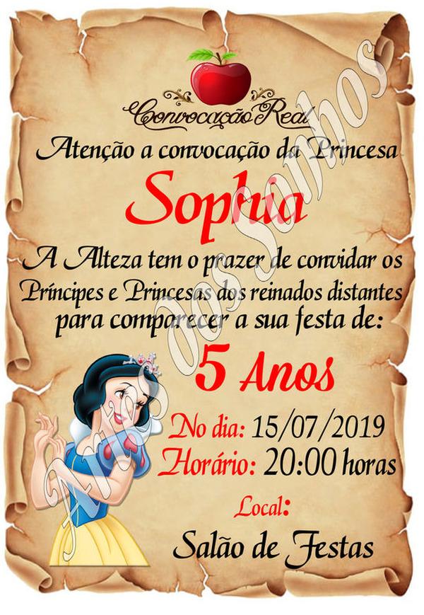 convite branca de neve pergaminho