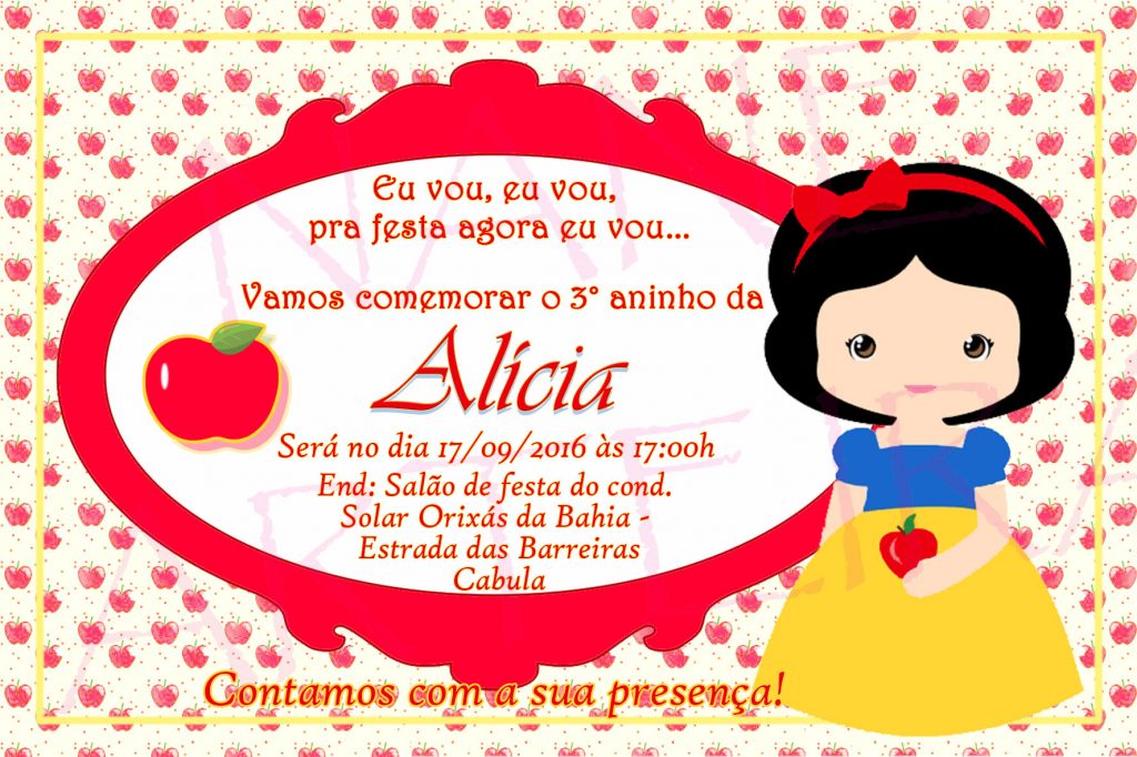 convite branca de neve baby