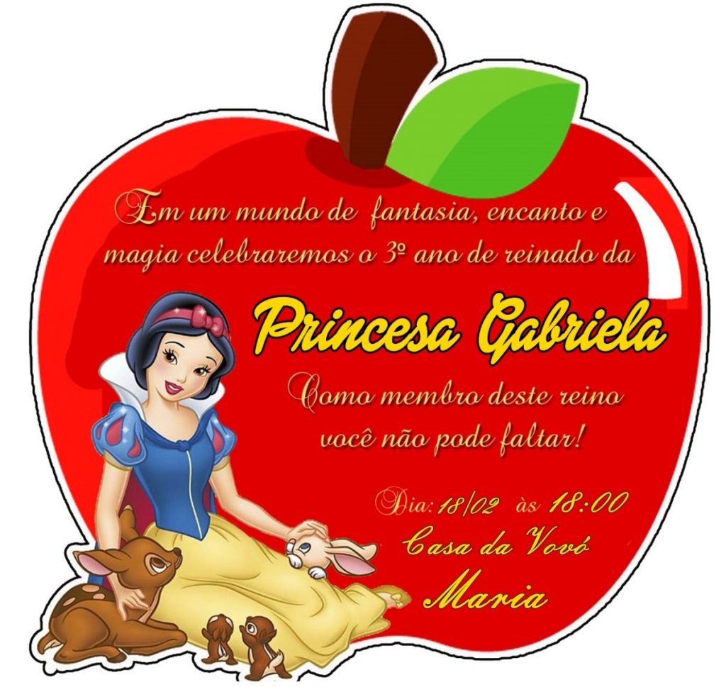 convite branca de neve maça