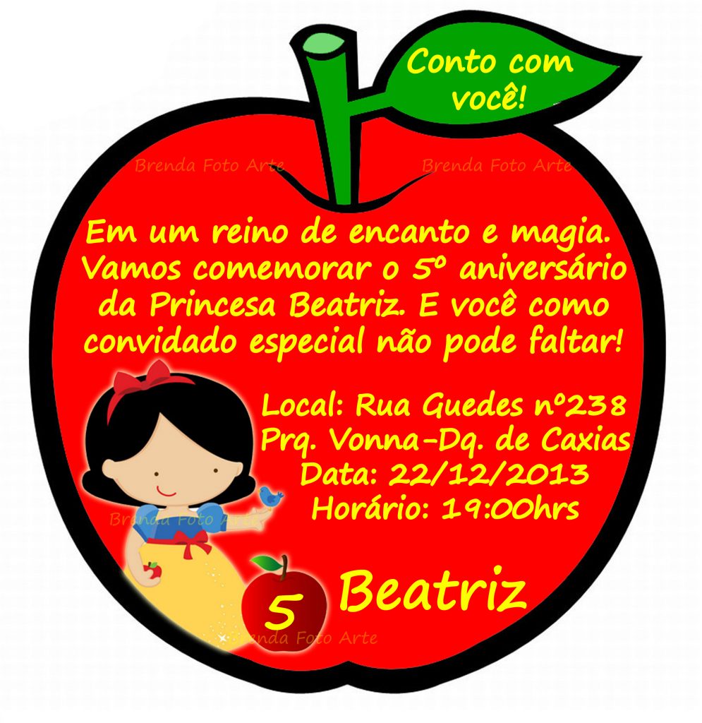 convite branca de neve maça