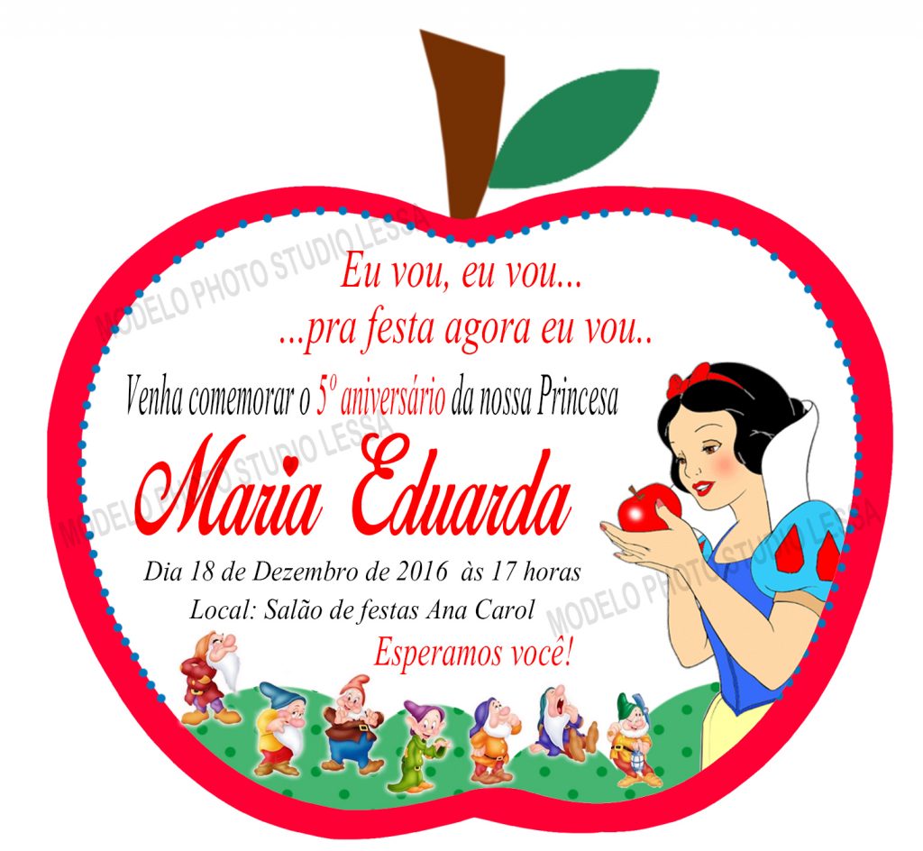 convite branca de neve maça