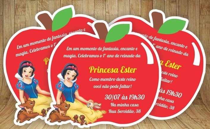 convite branca de neve maça