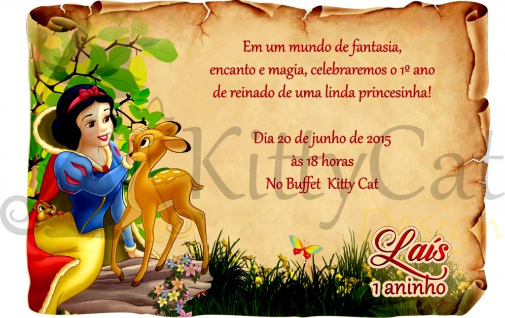 convite branca de neve 1 ano