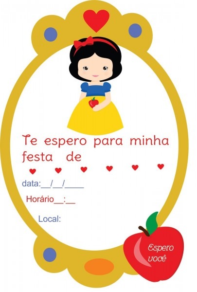 convite branca de neve cute