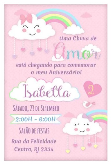 convite chuva de amor rosa