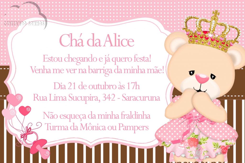 convite chá de fralda princesa