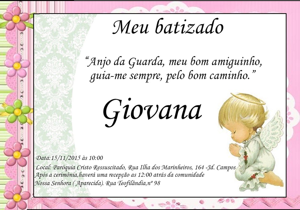 Convite de batismo 60 modelos especiais para escolher e se inspirar, confira! Convite de batismo 60 modelos especiais para escolher e se inspirar, confira!