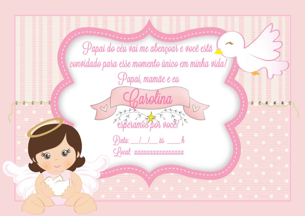 convite de batismo feminino