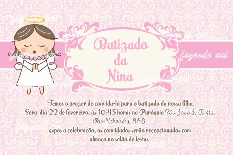 convite de batismo feminino