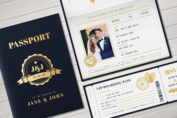 convite de casamento passaporte