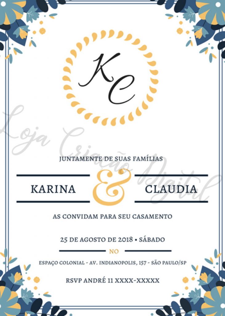 Featured image of post Convite De Casamento Para Editar E Imprimir Gr tis Convite de casamento tradicional r stico floral aquarela acr lico mdf