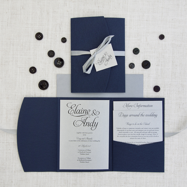 convite de casamento azul