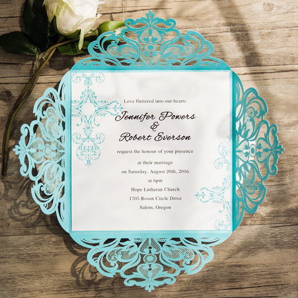 convite de casamento azul tiffany