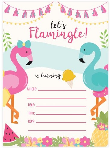 convite flamingo para editar